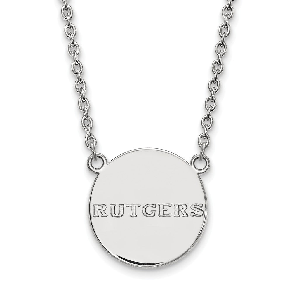 Sterling Silver Rutgers Large 'Rutgers' Disc Pendant Necklace, Item N12812 by The Black Bow Jewelry Co.
