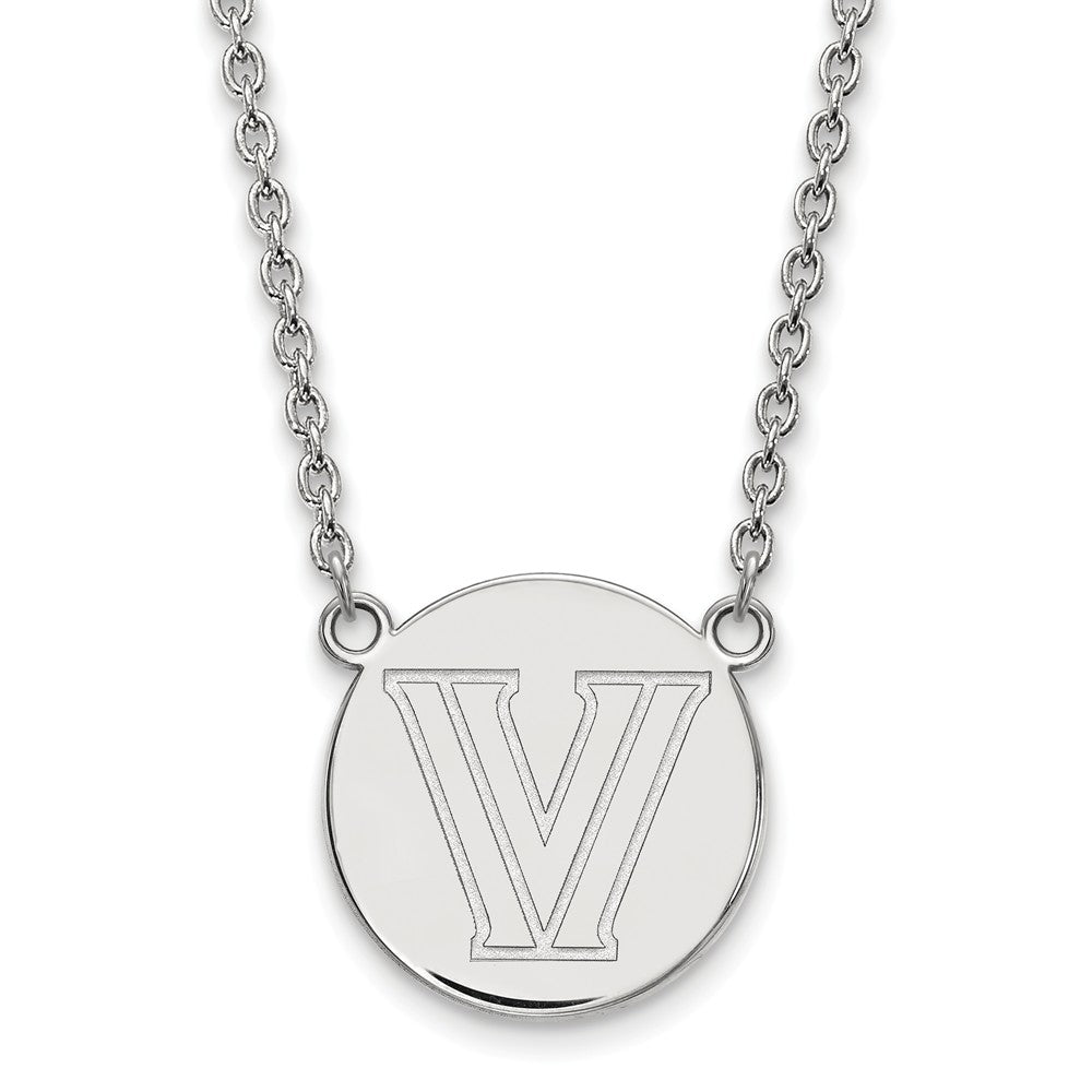 Sterling Silver Villanova U Large Disc Necklace, Item N12814 by The Black Bow Jewelry Co.