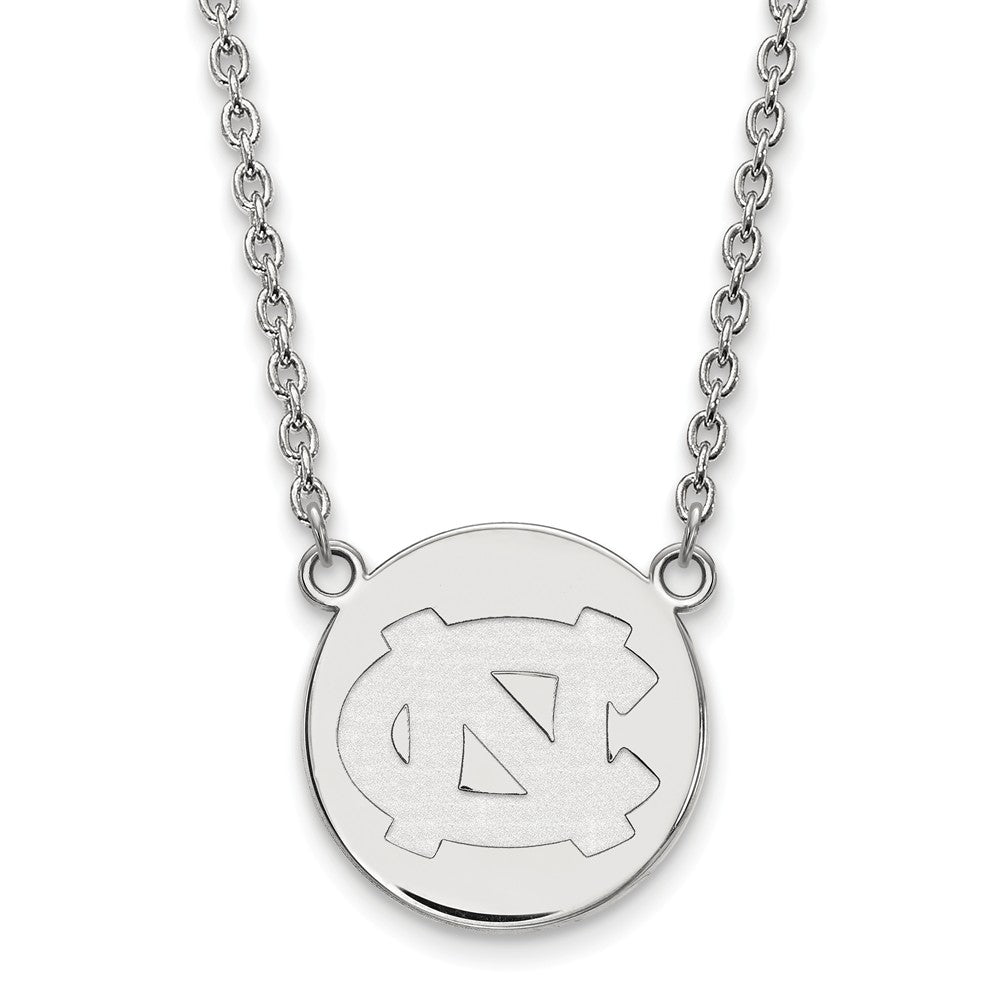 Sterling Silver North Carolina Large 'NC' Disc Necklace, Item N12823 by The Black Bow Jewelry Co.