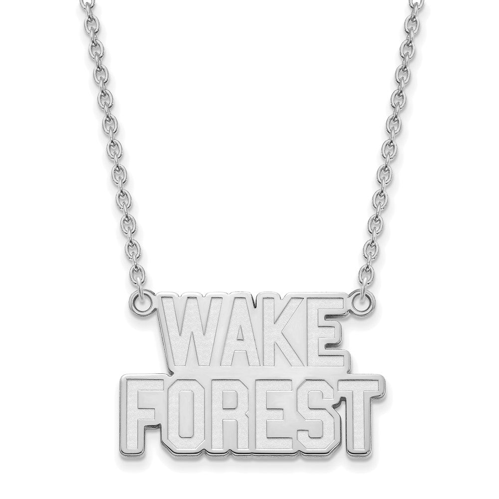 Sterling Silver Wake Forest U Large Pendant Necklace, Item N12830 by The Black Bow Jewelry Co.