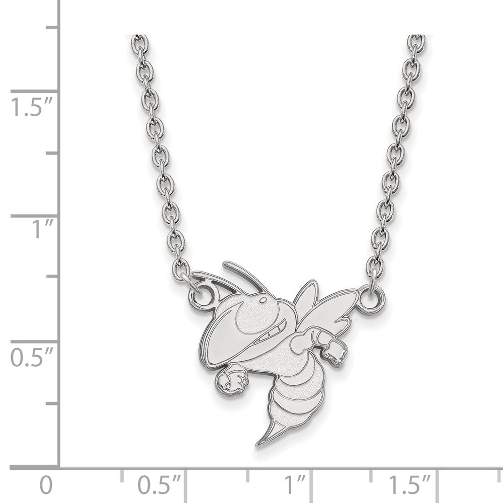 Alternate view of the Sterling Silver Georgia Technology Large Mascot Pendant Necklace by The Black Bow Jewelry Co.