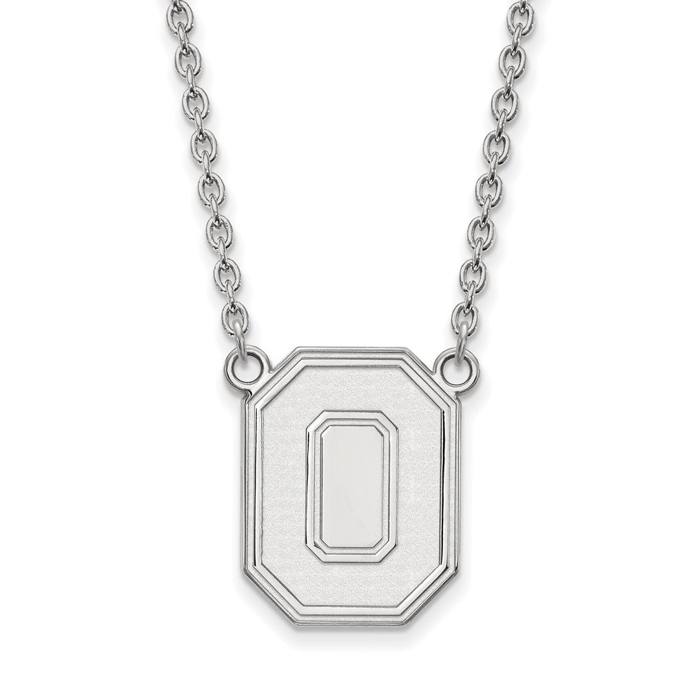 Sterling Silver Ohio State Large Logo 'O' Logo Pendant Necklace, Item N12841 by The Black Bow Jewelry Co.