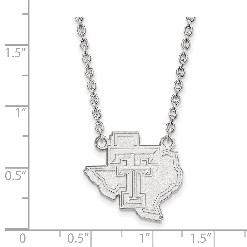 Alternate view of the Sterling Silver Texas Tech U Large Pendant Necklace by The Black Bow Jewelry Co.