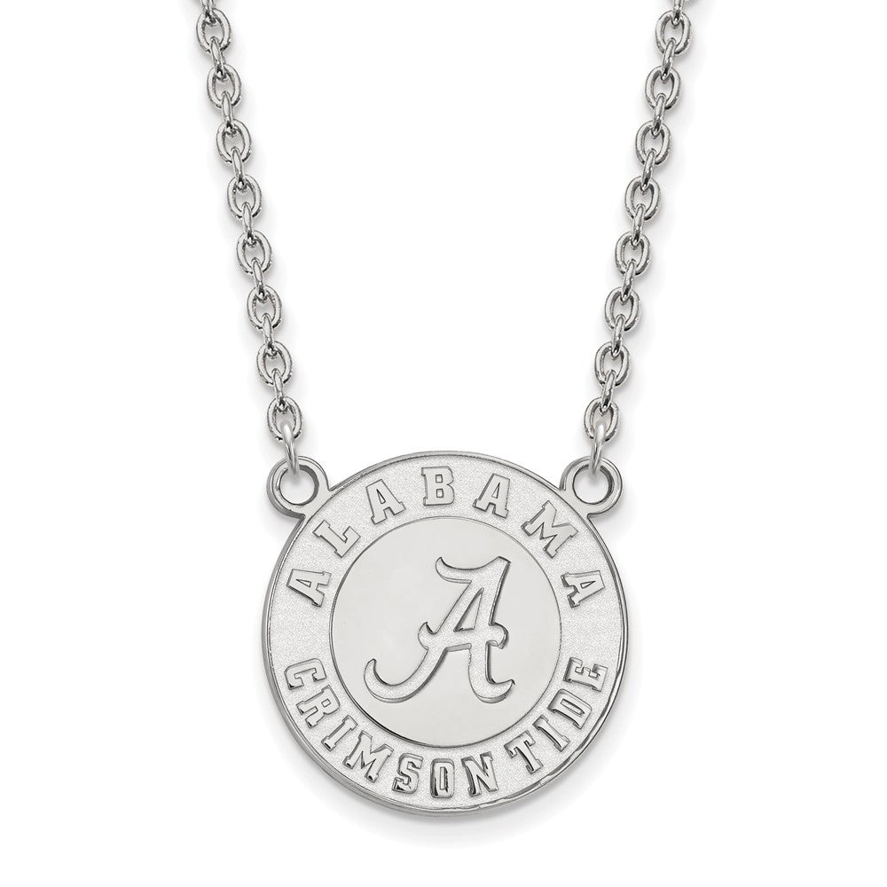 Sterling Silver U of Alabama Large Logo Disc Pendant Necklace, Item N12846 by The Black Bow Jewelry Co.