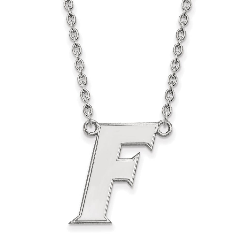 Sterling Silver U of Florida Large Initial F Pendant Necklace, Item N12869 by The Black Bow Jewelry Co.