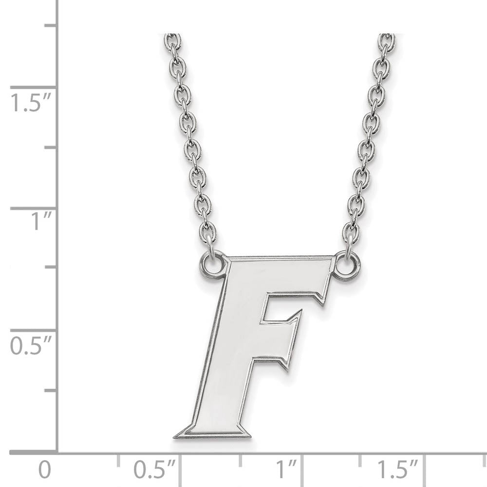 Alternate view of the Sterling Silver U of Florida Large Initial F Pendant Necklace by The Black Bow Jewelry Co.