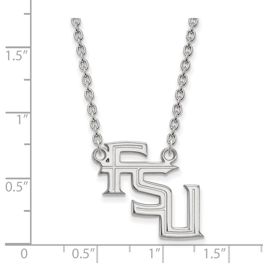 Alternate view of the Sterling Silver Florida State Large 'FSU' Pendant Necklace by The Black Bow Jewelry Co.