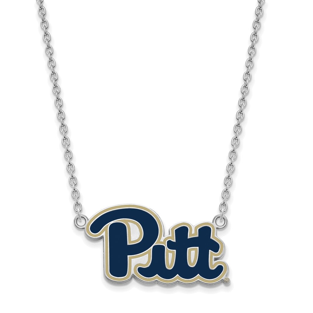 Alternate view of the Sterling Silver U of Pittsburgh Large Enamel Pendant Necklace by The Black Bow Jewelry Co.