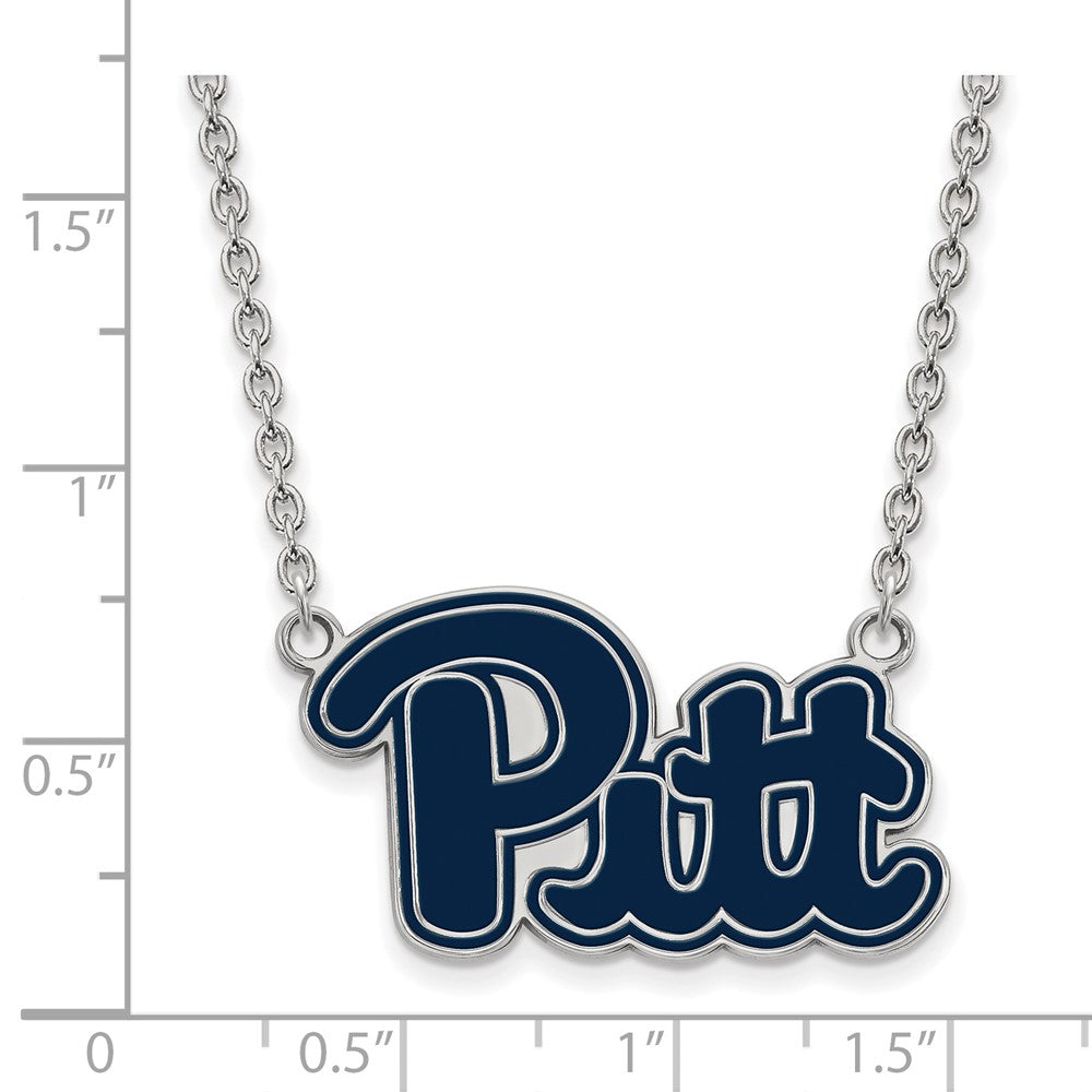Alternate view of the Sterling Silver U of Pittsburgh Large Enamel Pendant Necklace by The Black Bow Jewelry Co.