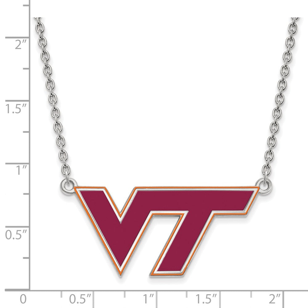 Alternate view of the Sterling Silver Virginia Tech Large Enamel Pendant Necklace by The Black Bow Jewelry Co.