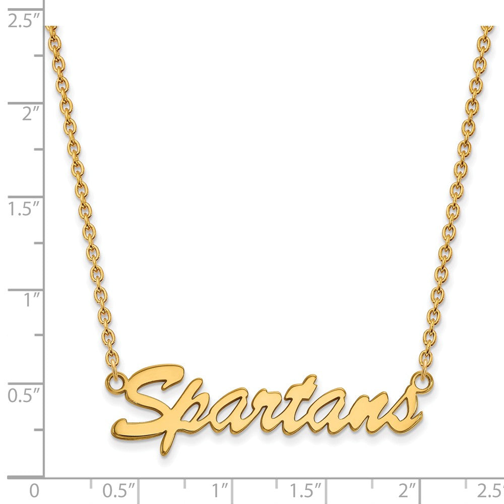 Alternate view of the 14k Gold Plated Silver Michigan State Medium Pendant Necklace by The Black Bow Jewelry Co.