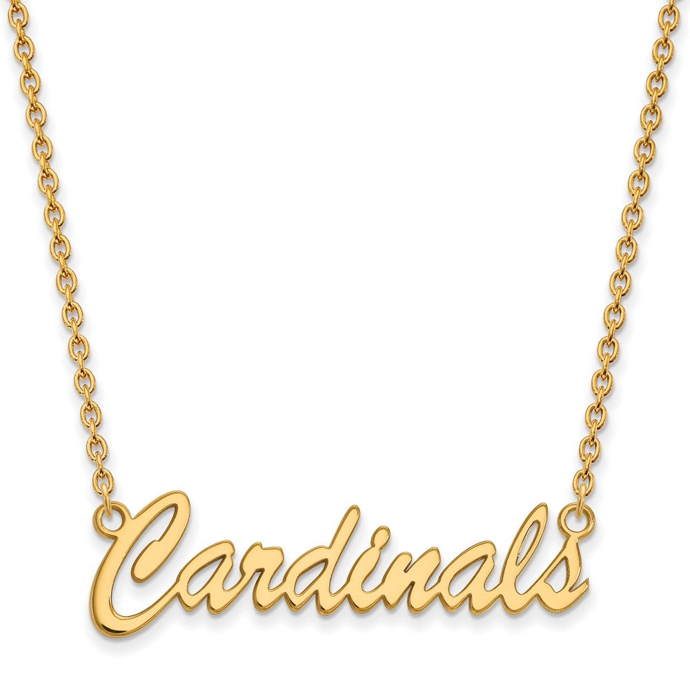 14k Gold Plated Silver U of Louisville Medium Pendant Necklace, Item N12888 by The Black Bow Jewelry Co.