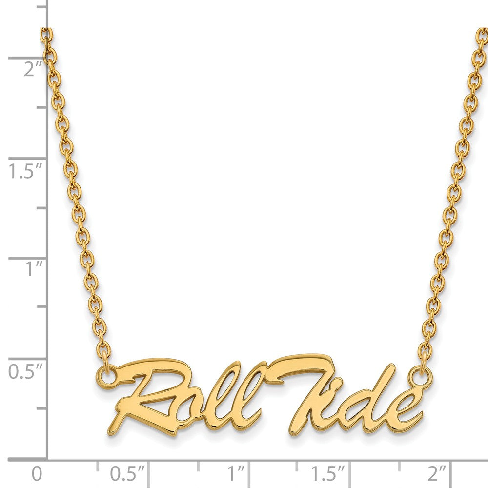 Alternate view of the 14k Gold Plated Silver U of Alabama Medium Script Necklace by The Black Bow Jewelry Co.