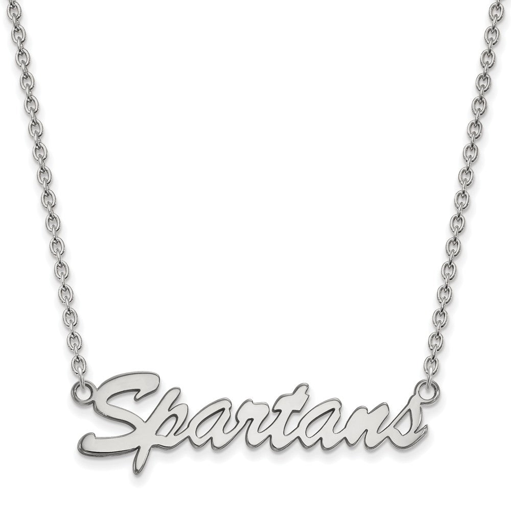 Sterling Silver Michigan State Medium 'Spartans' Pendant Necklace, Item N12902 by The Black Bow Jewelry Co.