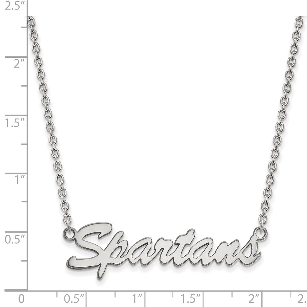Alternate view of the Sterling Silver Michigan State Medium 'Spartans' Pendant Necklace by The Black Bow Jewelry Co.