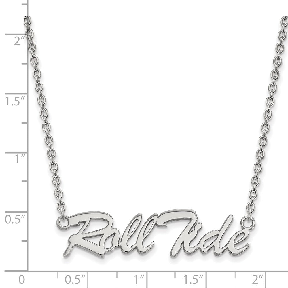Alternate view of the Sterling Silver U of Alabama Medium Script 'Roll Tide' Necklace by The Black Bow Jewelry Co.
