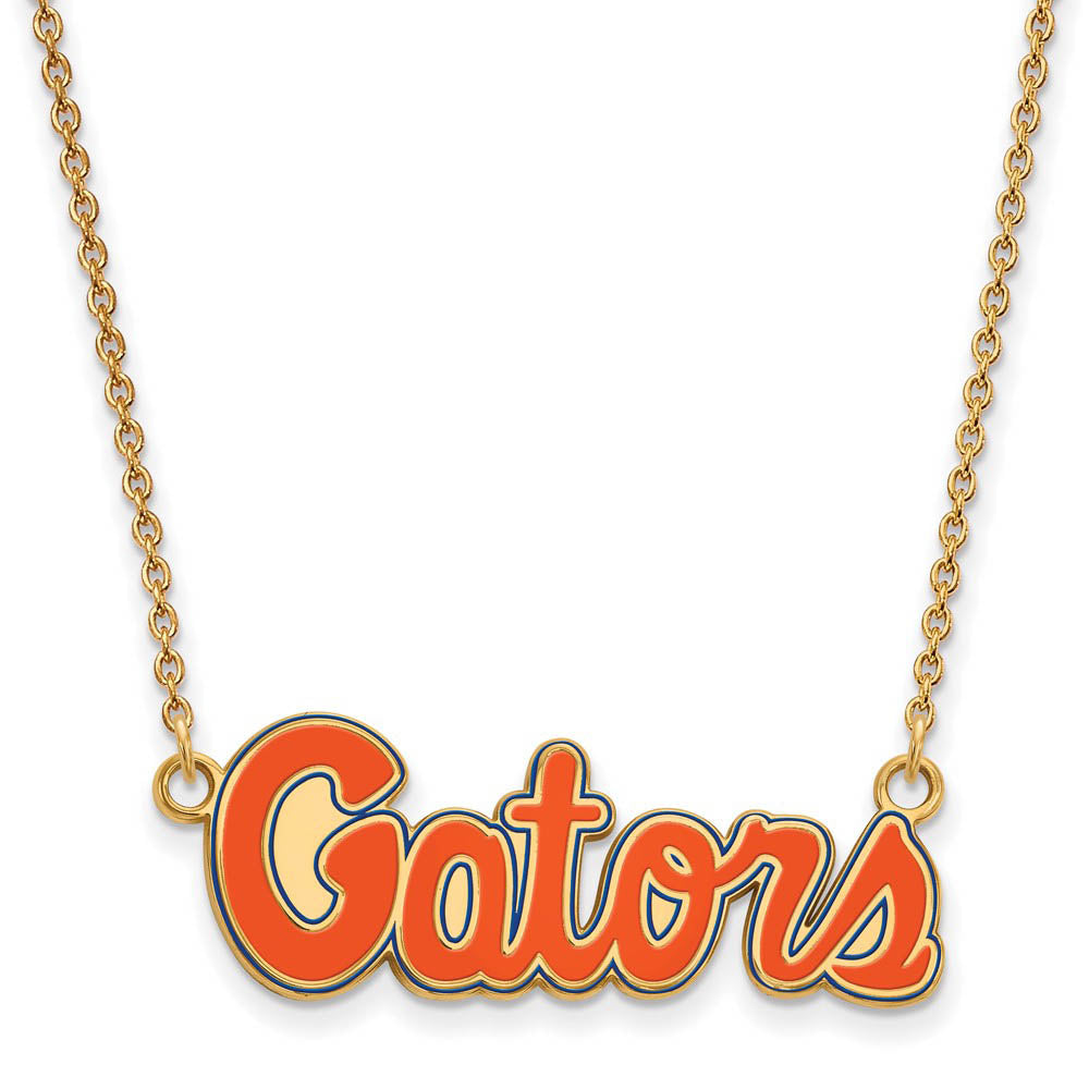 14k Gold Plated Silver U of Florida Small Enamel Pendant Necklace, Item N12920 by The Black Bow Jewelry Co.