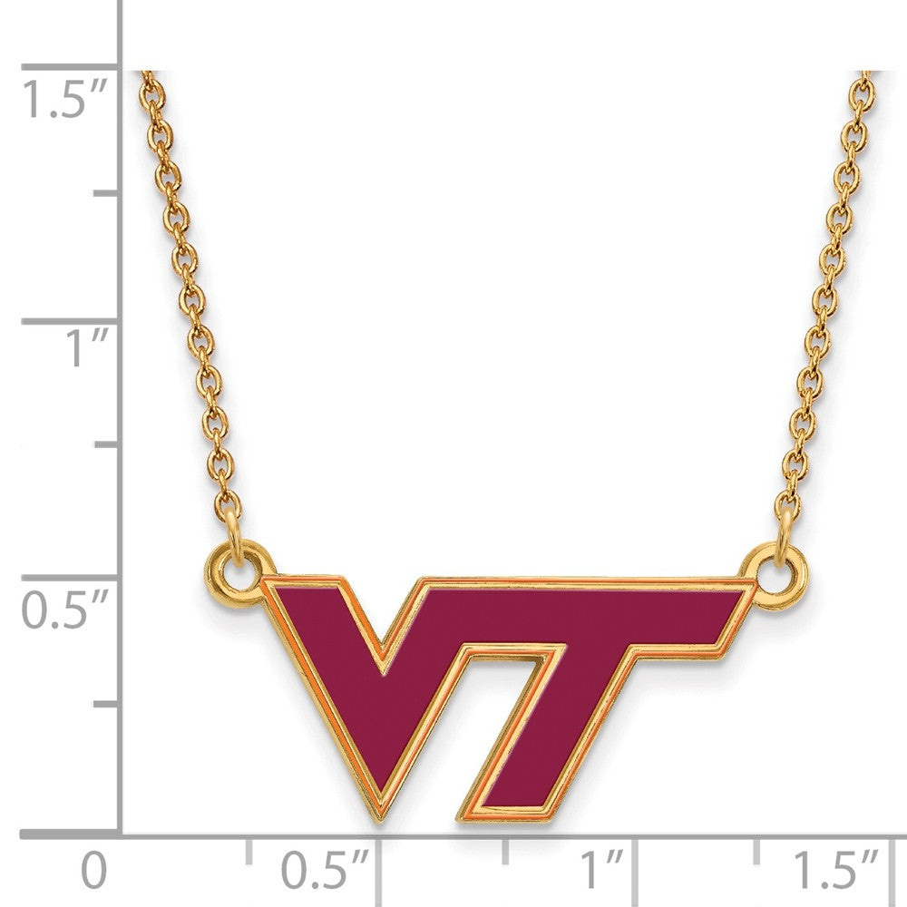 Alternate view of the 14k Gold Plated Silver Virginia Tech Sm Enamel Pendant Necklace by The Black Bow Jewelry Co.