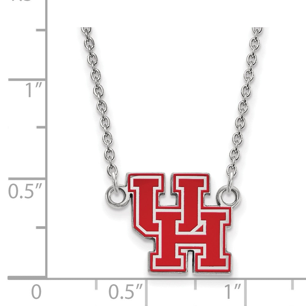 Alternate view of the Sterling Silver U of Houston Small Enamel Pendant Necklace by The Black Bow Jewelry Co.