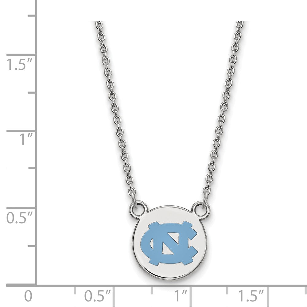 Alternate view of the Sterling Silver North Carolina Small Enameled Disc Necklace by The Black Bow Jewelry Co.