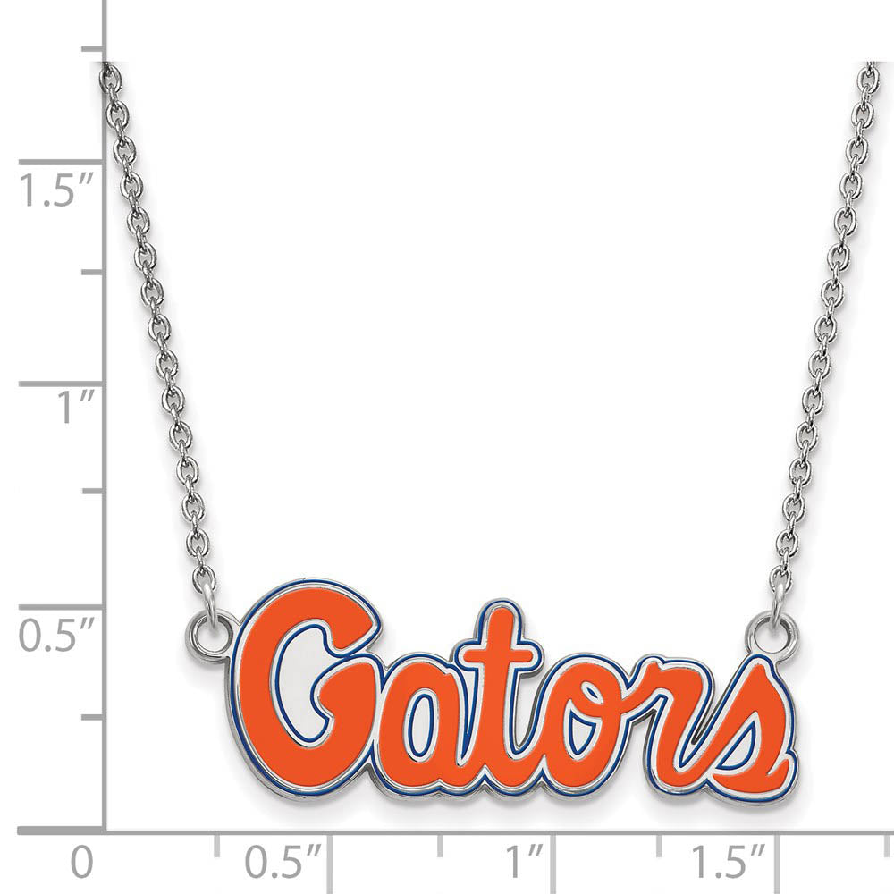 Alternate view of the Sterling Silver U of Florida Small Enamel Pendant Necklace by The Black Bow Jewelry Co.