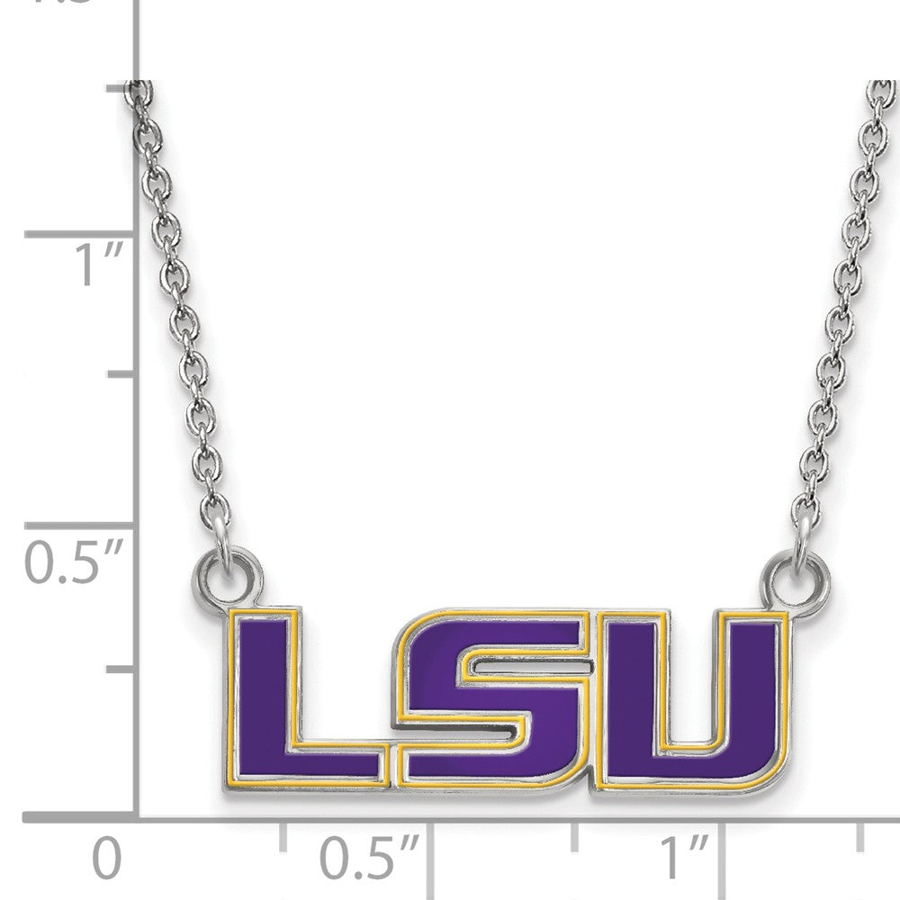 Alternate view of the Sterling Silver Louisiana State Small Enamel Pendant Necklace by The Black Bow Jewelry Co.