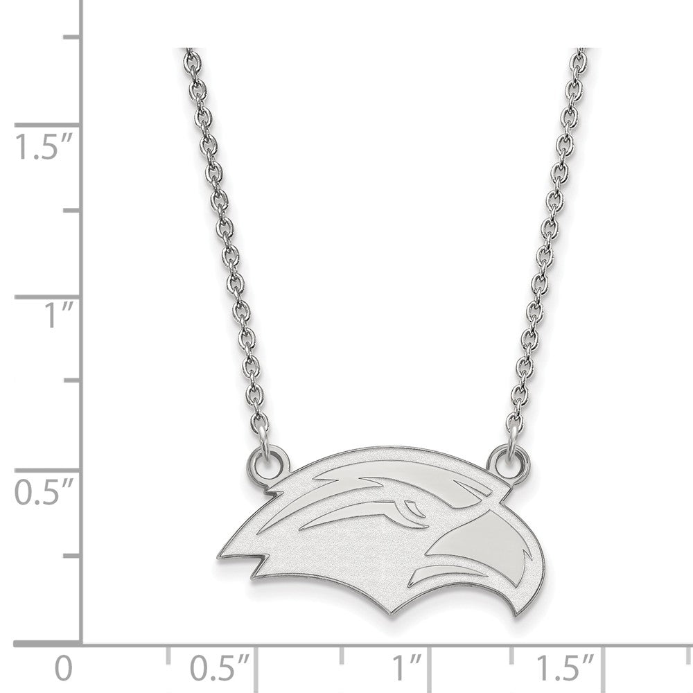 Alternate view of the 10k White Gold Southern Mississippi Small Pendant Necklace by The Black Bow Jewelry Co.