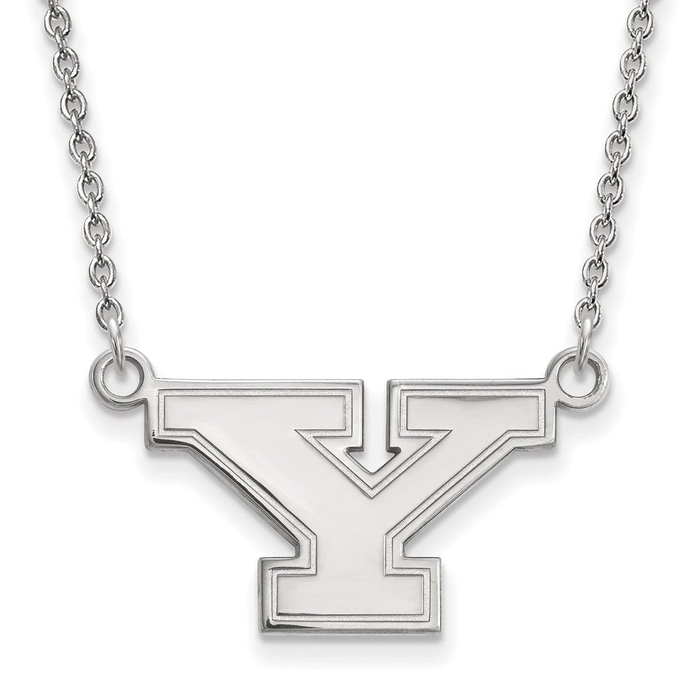 10k White Gold Youngstown State Small Initial Y Necklace, 18 Inch, Item N12970 by The Black Bow Jewelry Co.