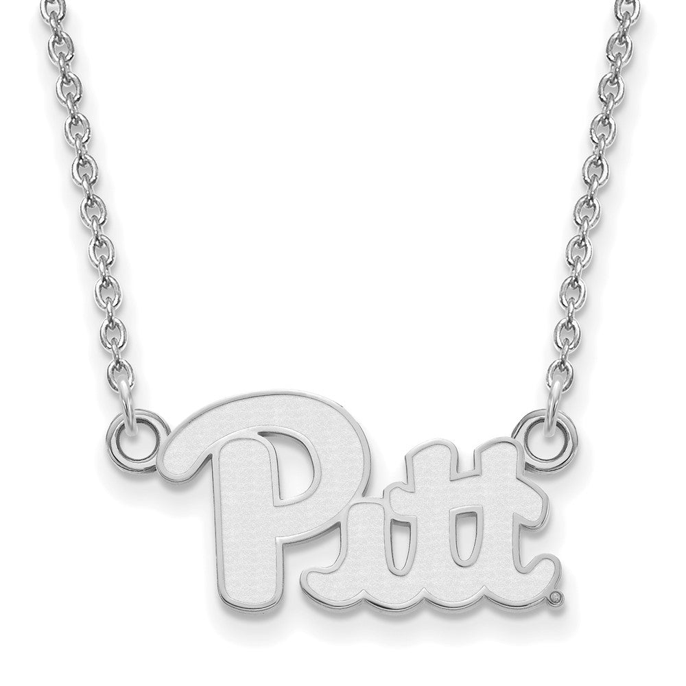 10k White Gold U of Pittsburgh Small 'Pitt' Pendant Necklace, Item N12986 by The Black Bow Jewelry Co.