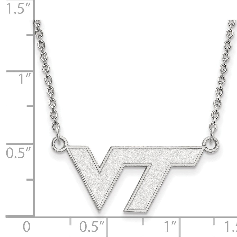 Alternate view of the 10k White Gold Virginia Tech Small 'VT' Pendant Necklace by The Black Bow Jewelry Co.