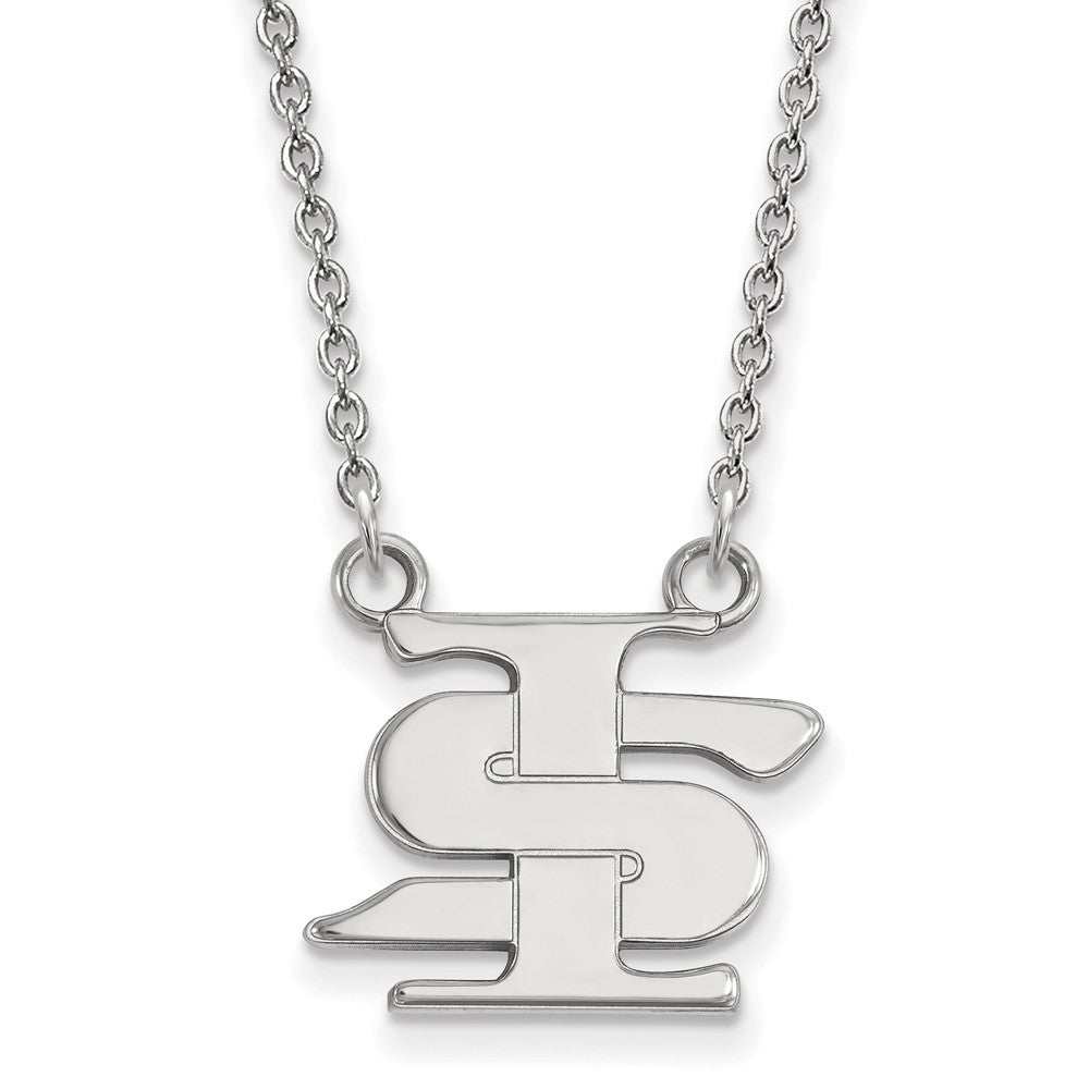 10k White Gold Indiana State Small Pendant Necklace, Item N12994 by The Black Bow Jewelry Co.