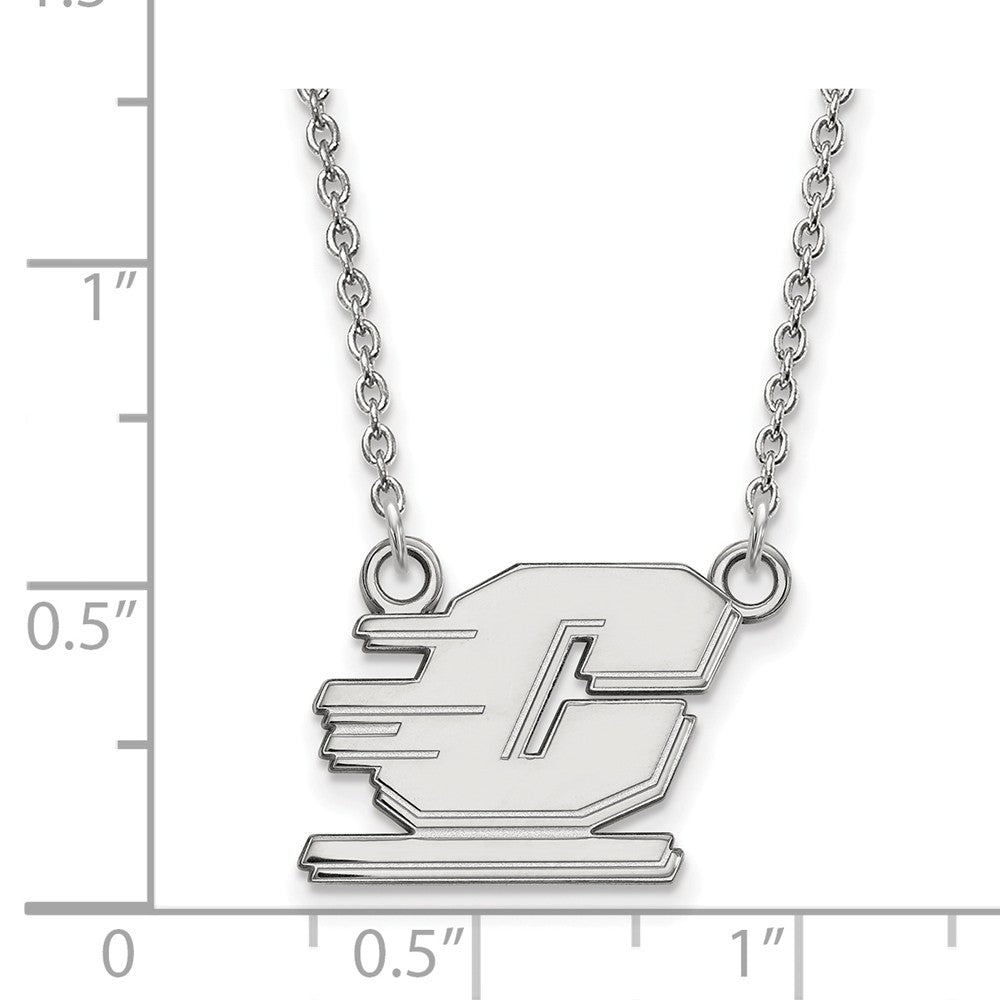 Alternate view of the 10k White Gold Central Michigan U Small Pendant Necklace by The Black Bow Jewelry Co.