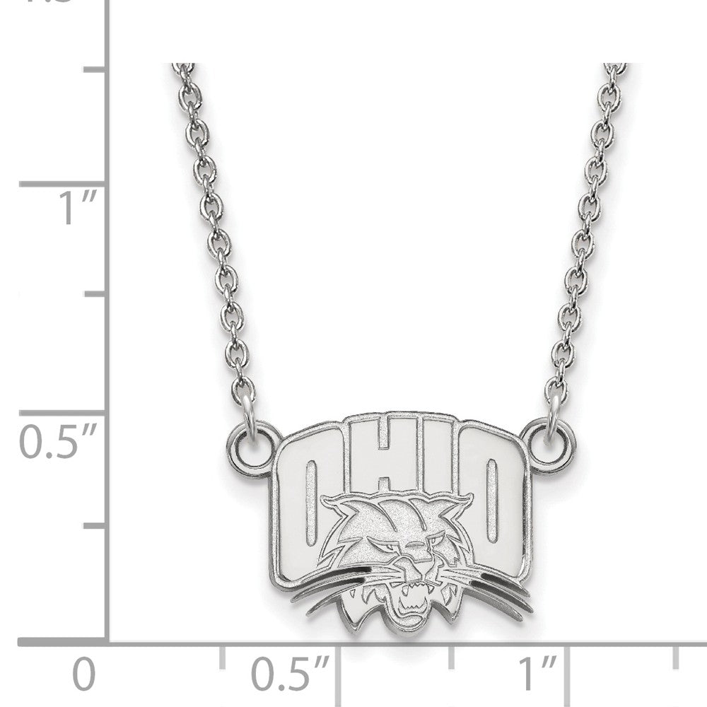 Alternate view of the 10k White Gold Ohio U Small Pendant Necklace by The Black Bow Jewelry Co.