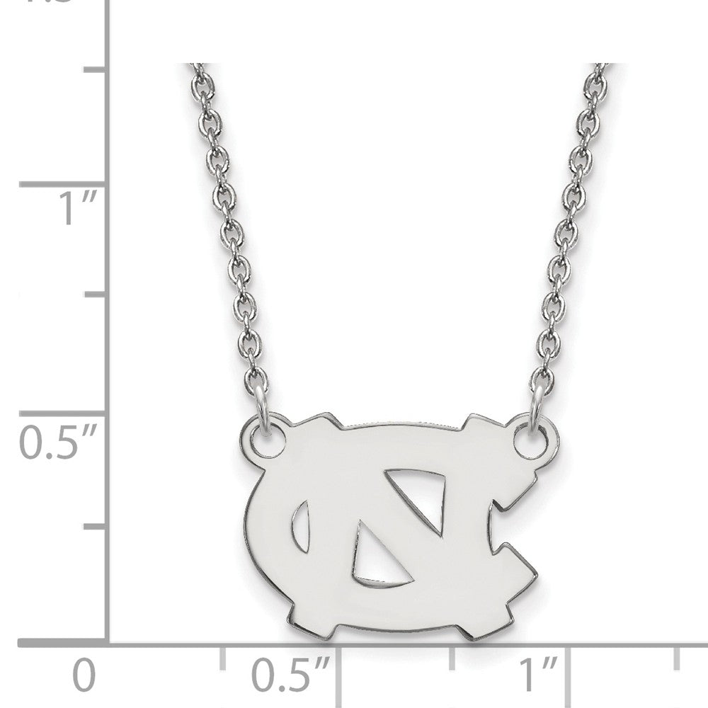 Alternate view of the 10k White Gold North Carolina Small 'NC' Pendant Necklace by The Black Bow Jewelry Co.