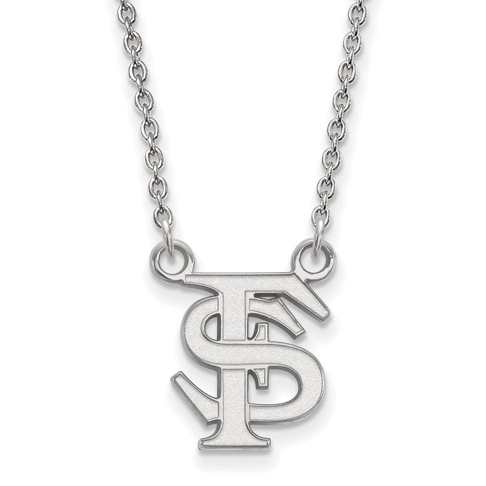 10k White Gold Florida State Small 'FS' Pendant Necklace, Item N13034 by The Black Bow Jewelry Co.