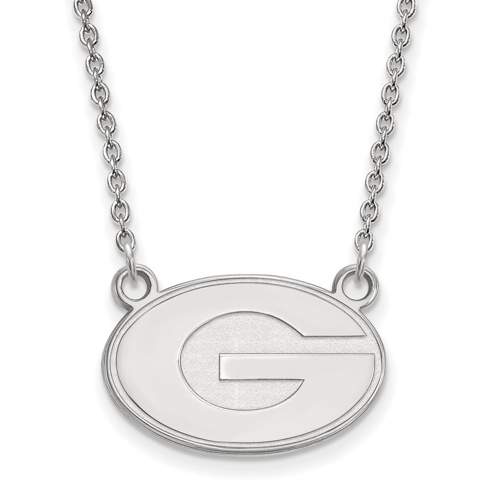 10k White Gold U of Georgia Small 'G' Pendant Necklace, Item N13045 by The Black Bow Jewelry Co.