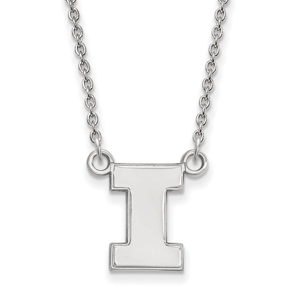10k White Gold U of Illinois Small Initial I Pendant Necklace, Item N13047 by The Black Bow Jewelry Co.