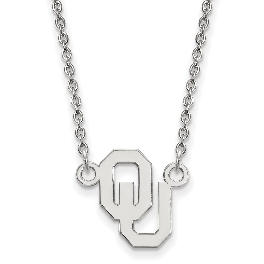 10k White Gold Oklahoma OU Small Pendant Necklace, Item N13052 by The Black Bow Jewelry Co.