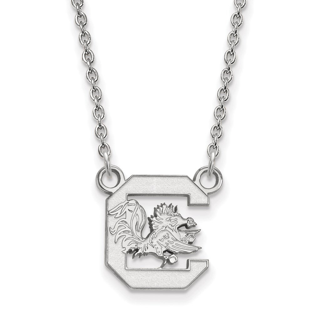 10k White Gold South Carolina Small Pendant Necklace, Item N13053 by The Black Bow Jewelry Co.