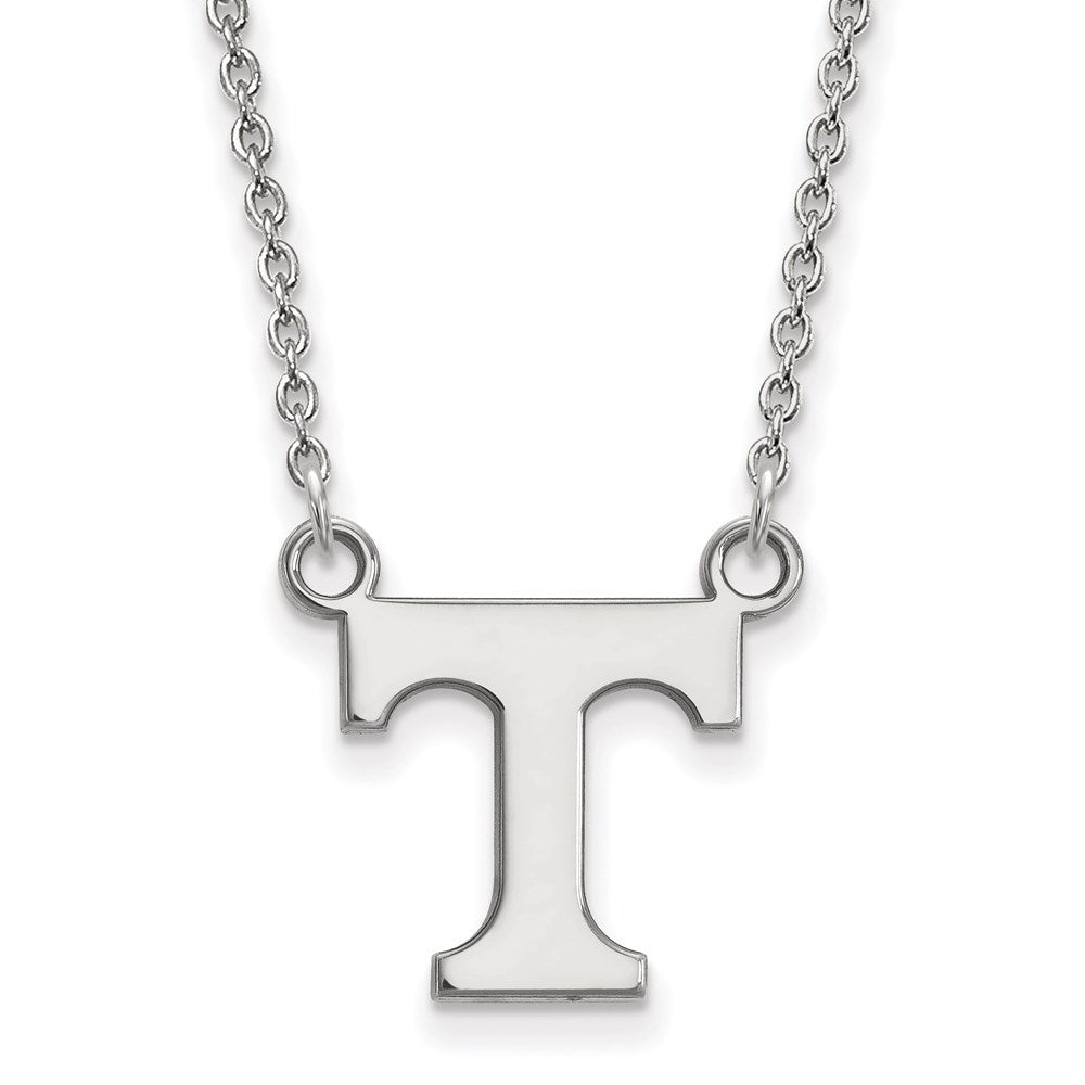 10k White Gold U of Tennessee Small Initial T Pendant Necklace, Item N13054 by The Black Bow Jewelry Co.