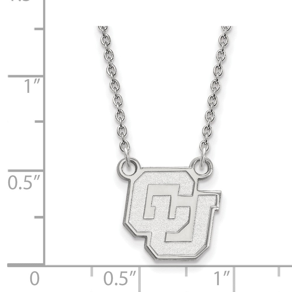 Alternate view of the 10k White Gold U of Colorado Small Pendant Necklace by The Black Bow Jewelry Co.