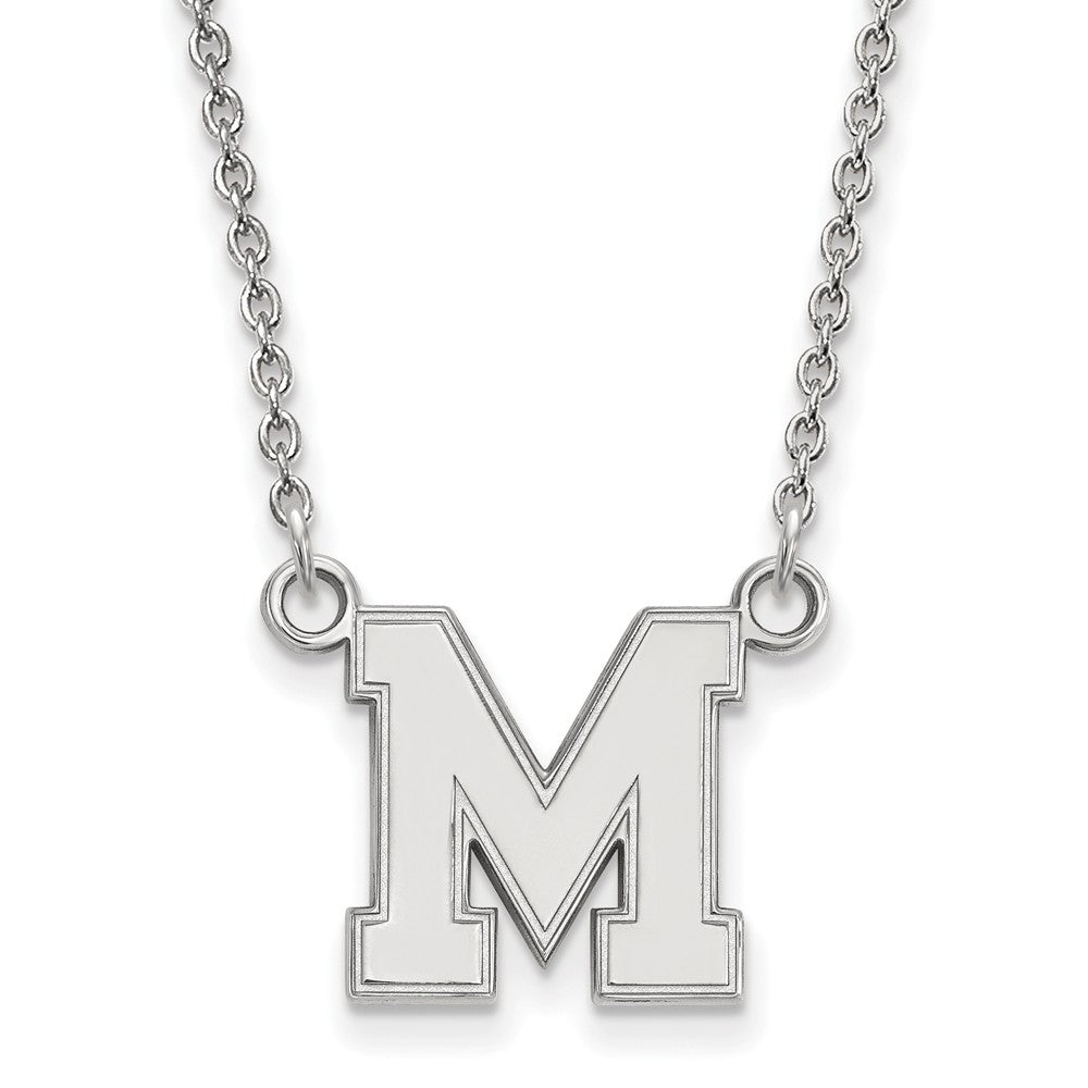 10k White Gold U of Memphis Small Initial M Pendant Necklace, Item N13067 by The Black Bow Jewelry Co.