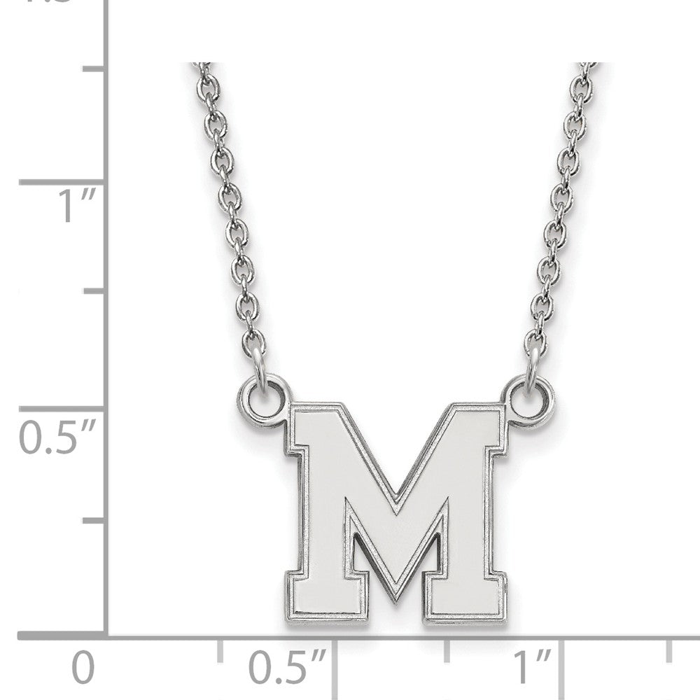 Alternate view of the 10k White Gold U of Memphis Small Initial M Pendant Necklace by The Black Bow Jewelry Co.
