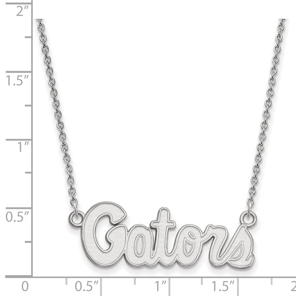Alternate view of the 10k White Gold U of Florida Small 'Gators' Pendant Necklace by The Black Bow Jewelry Co.