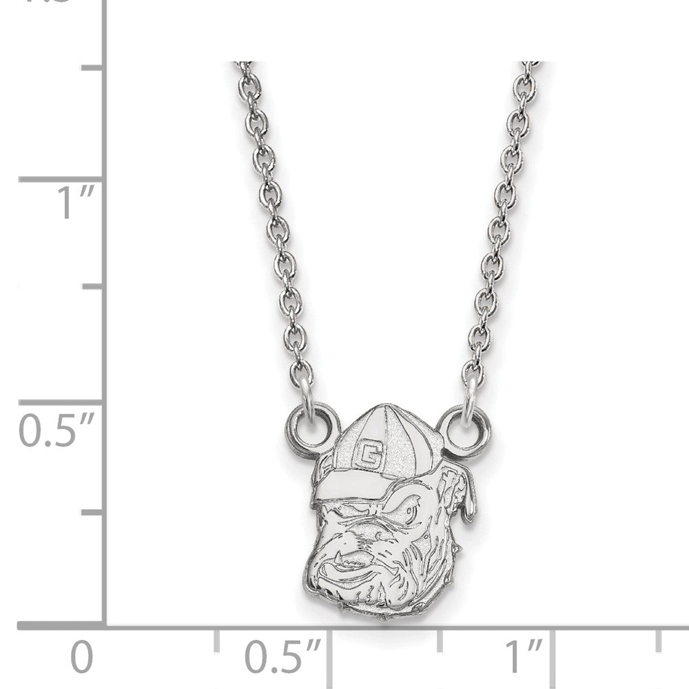 Alternate view of the 10k White Gold U of Georgia Small Bulldog Pendant Necklace by The Black Bow Jewelry Co.