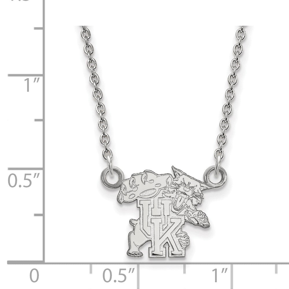 Alternate view of the 10k White Gold U of Kentucky Small Wildcat UK Pendant Necklace by The Black Bow Jewelry Co.