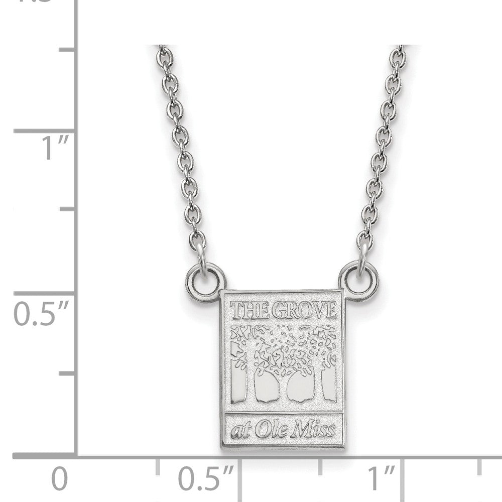 Alternate view of the 10k White Gold U of Mississippi Small Pendant Necklace by The Black Bow Jewelry Co.