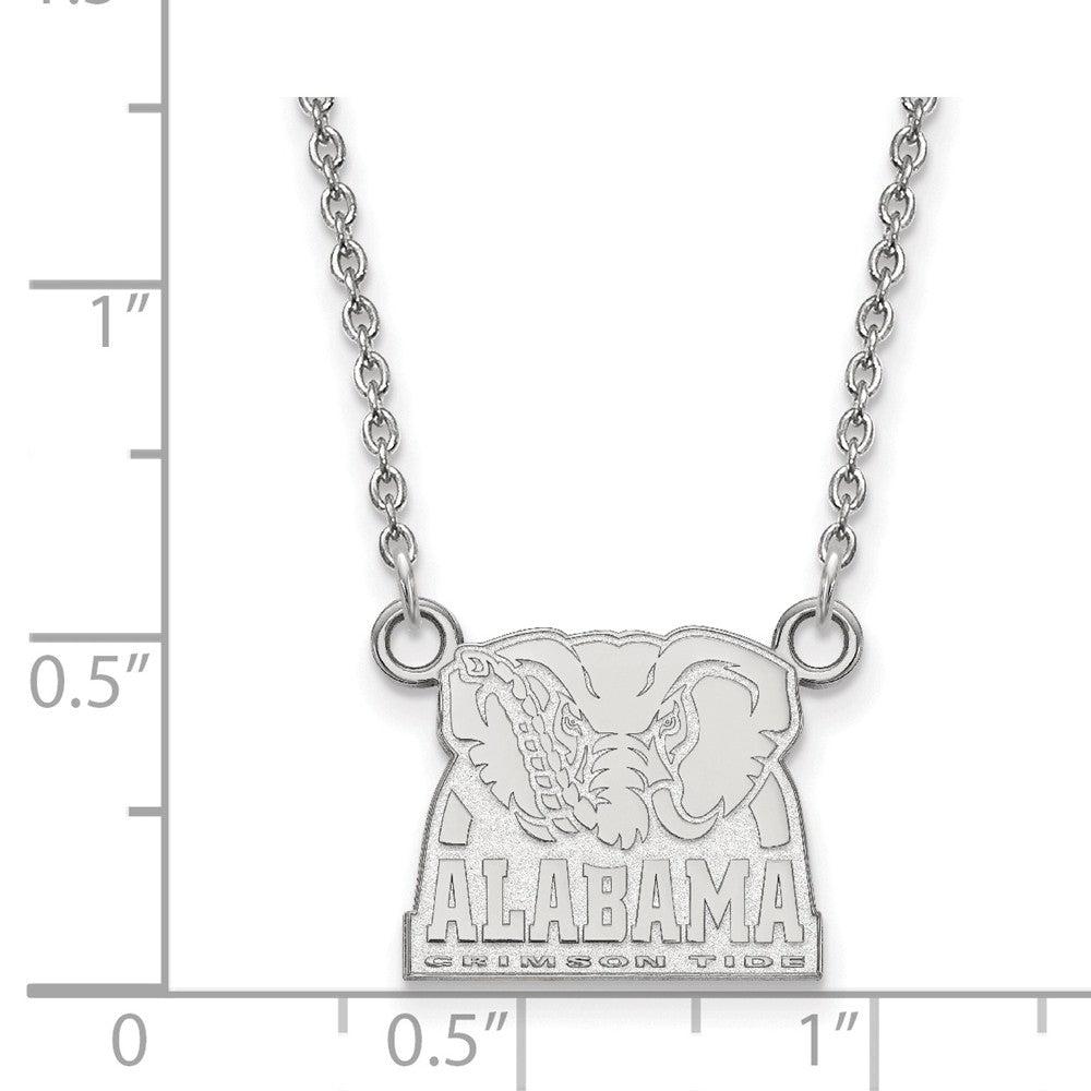 Alternate view of the 10k White Gold U of Alabama Small Crimson Tide Pendant Necklace by The Black Bow Jewelry Co.