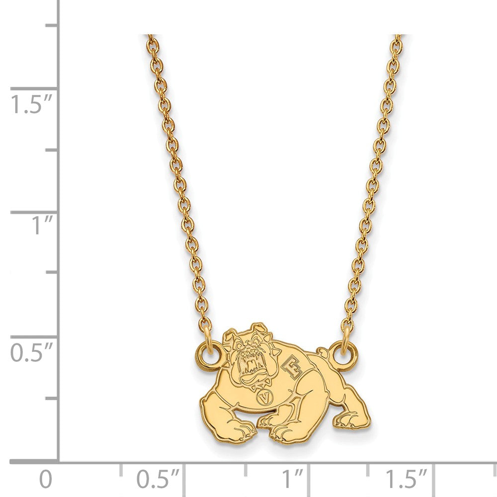 Alternate view of the 10k Yellow Gold California State Fresno Small Pendant Necklace by The Black Bow Jewelry Co.