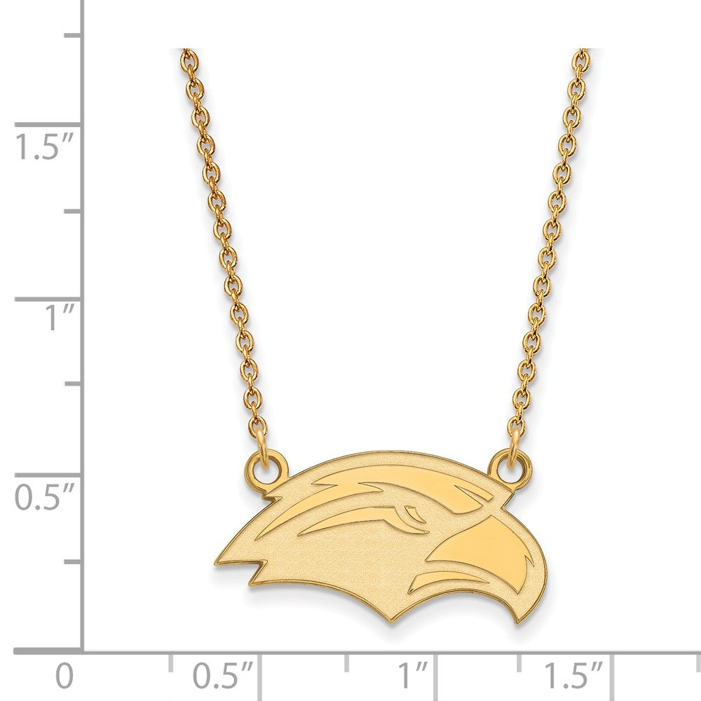 Alternate view of the 10k Yellow Gold Southern Miss Small Pendant Necklace by The Black Bow Jewelry Co.
